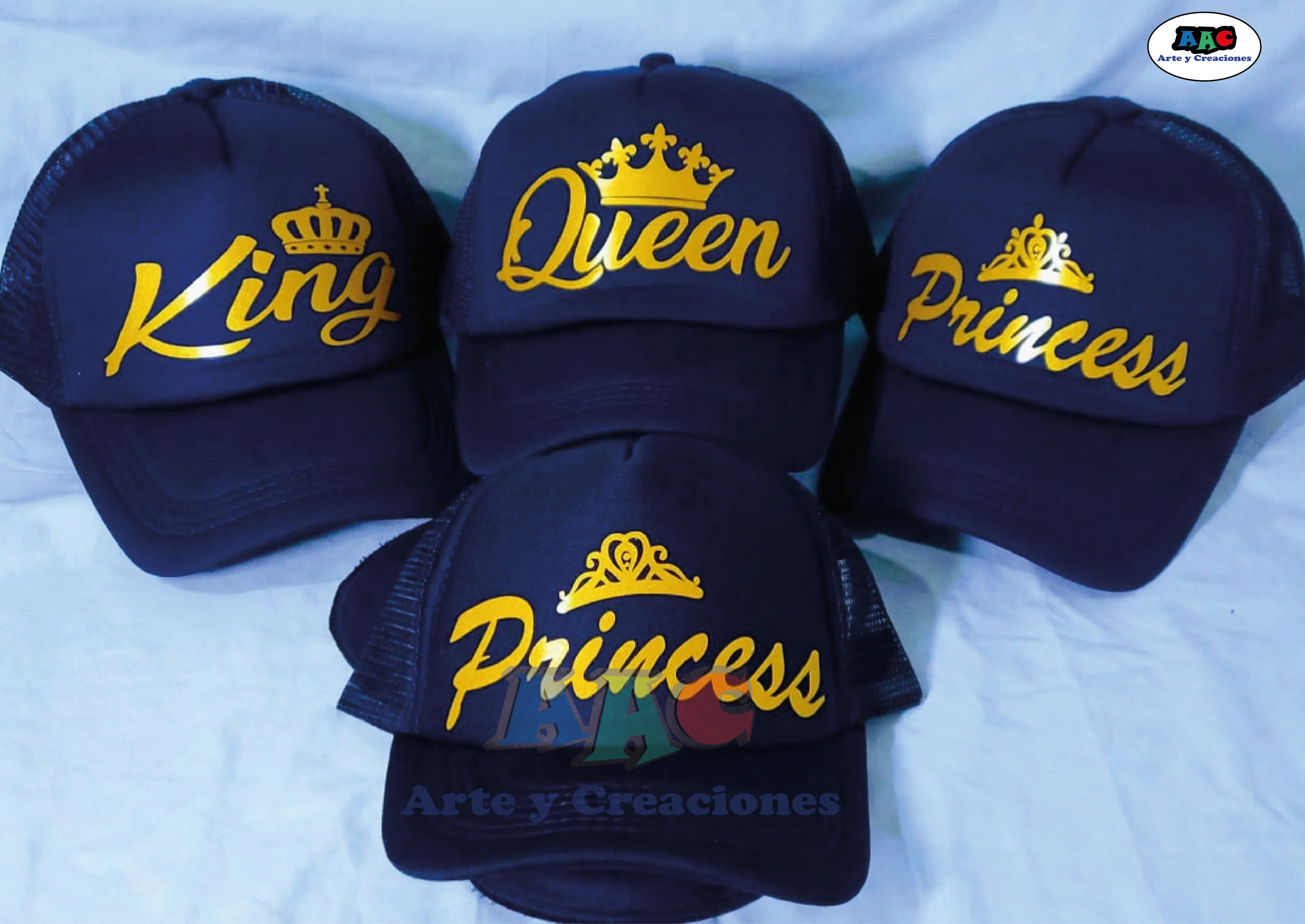 Gorra estampada personalizada king queen y princess